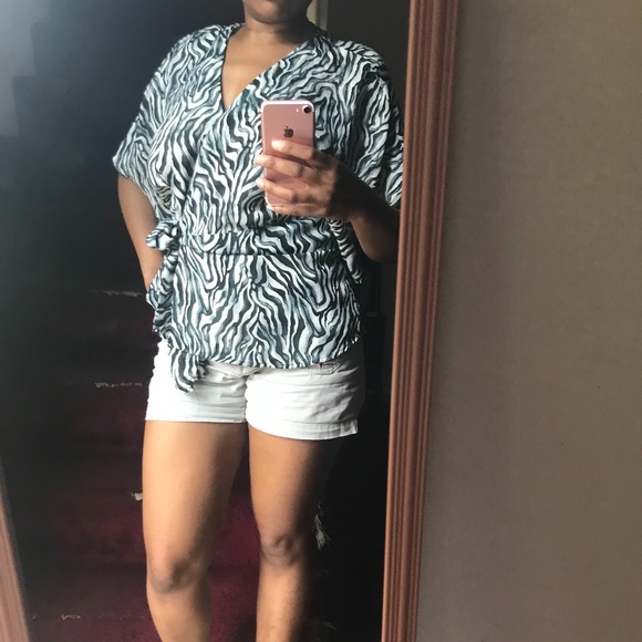 Michele Michelle Tops - MICHELE MICHELLE Women Medium Blue Pleated Chiffon